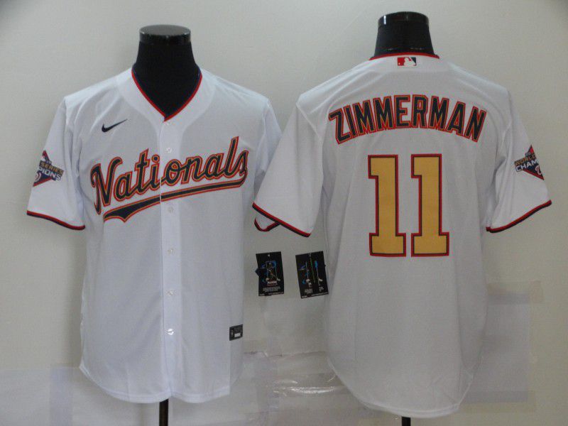 Men Washington Nationals 11 Zimmerman White 2020 Game MLB Jerseys